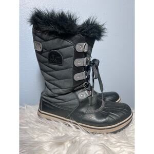 Sorel Tofino II Womens Black Waterproof Faux Fur Lined Insulated Boots, Sz 6 EUC